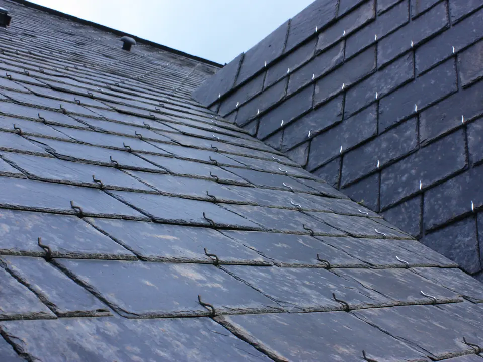 Natural slate roof courses